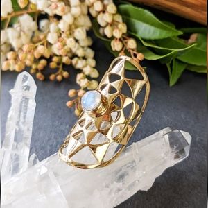 NWT Baizaar Moonstone Geometric Shield Ring